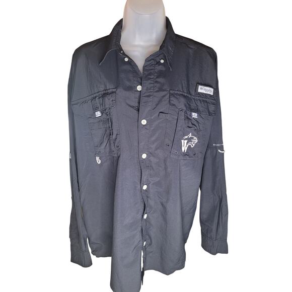 Columbia Mens PFG Long Sleeve Shirt Black Mesh Back Sz L - Picture 1 of 5